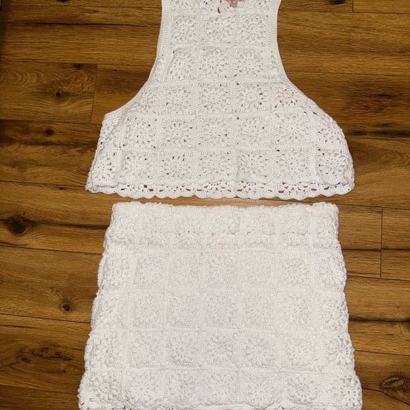 Show Me Your Mumu Lucy Top and Skirt Set White Daisy Crochet Size Medium - Picture 5 of 8